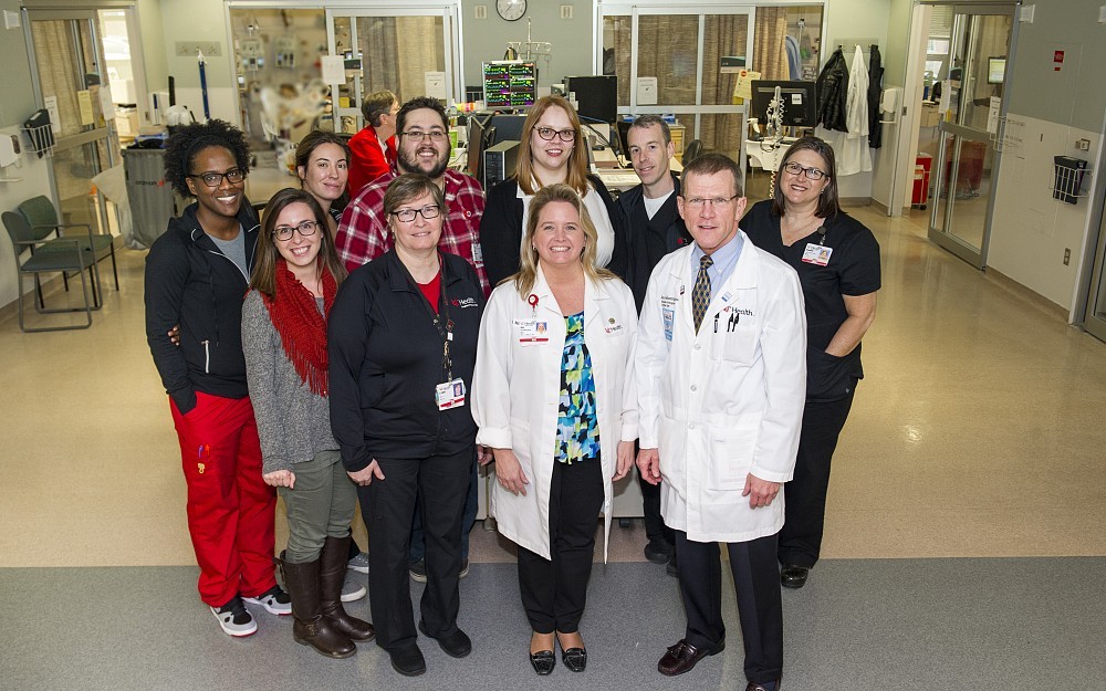 Jay Johannigman, MD, professor of surgery at the UC College of Medicine with Trauma Center and Surgical Intensive Care Unit (SICU) staff.