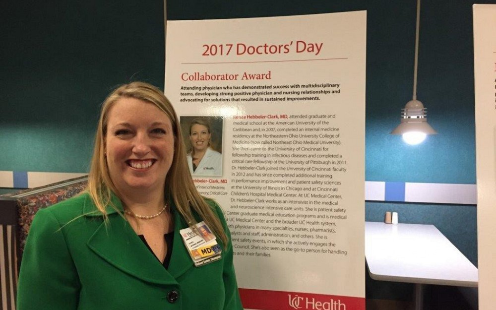 Renee Hebbeler-Clark, MD, assistant professor in the Division of Pulmonary, Critical Care and Sleep Medicine, received the Collaborator Award during National Doctors Day.