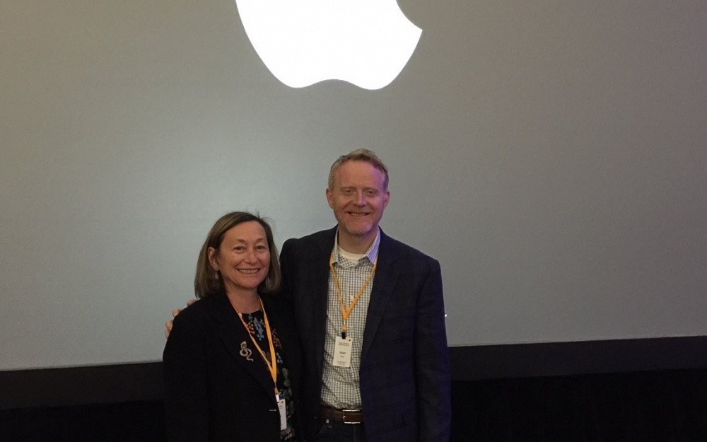 Greer Glazer, PhD, dean of the UC College of Nursing and Matt Rota, PhD, director of the Center for Academic Technology, Education Resources and Instructional Design at the College of Nursing, presenting at the Apple Higher Education Leadership Forum