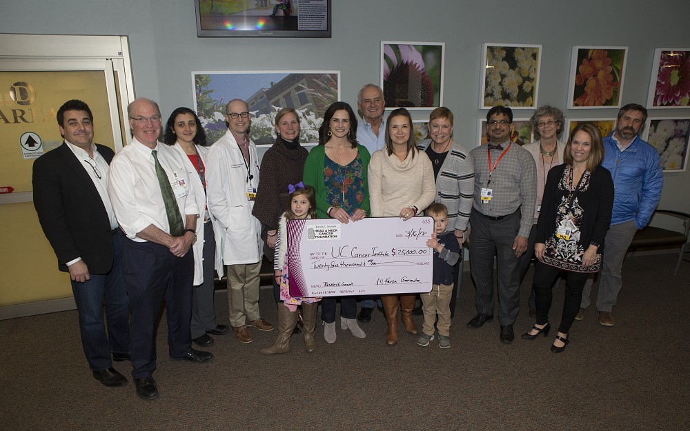 The Brandon C. Gromada Head and Neck Cancer Foundation awarded $25,000 to the UC Cancer Institute Friday, March 16, to fund basic and translational research for head and neck cancers.