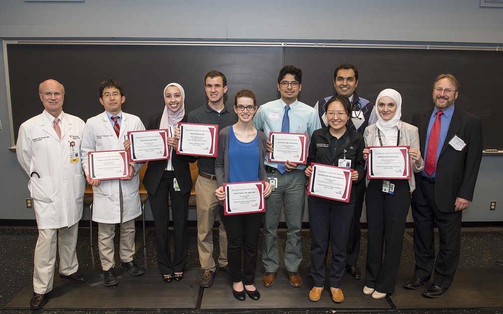 Winners of the 7th Annual Internal Medicine Research Symposium poster competition pose for a photo in the UC College of Medicine.