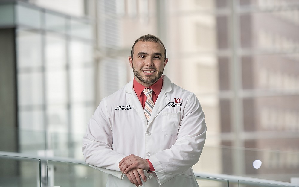 Angelo Cruz, a fourth-year medical student, is shown in the UC College of Medicine.