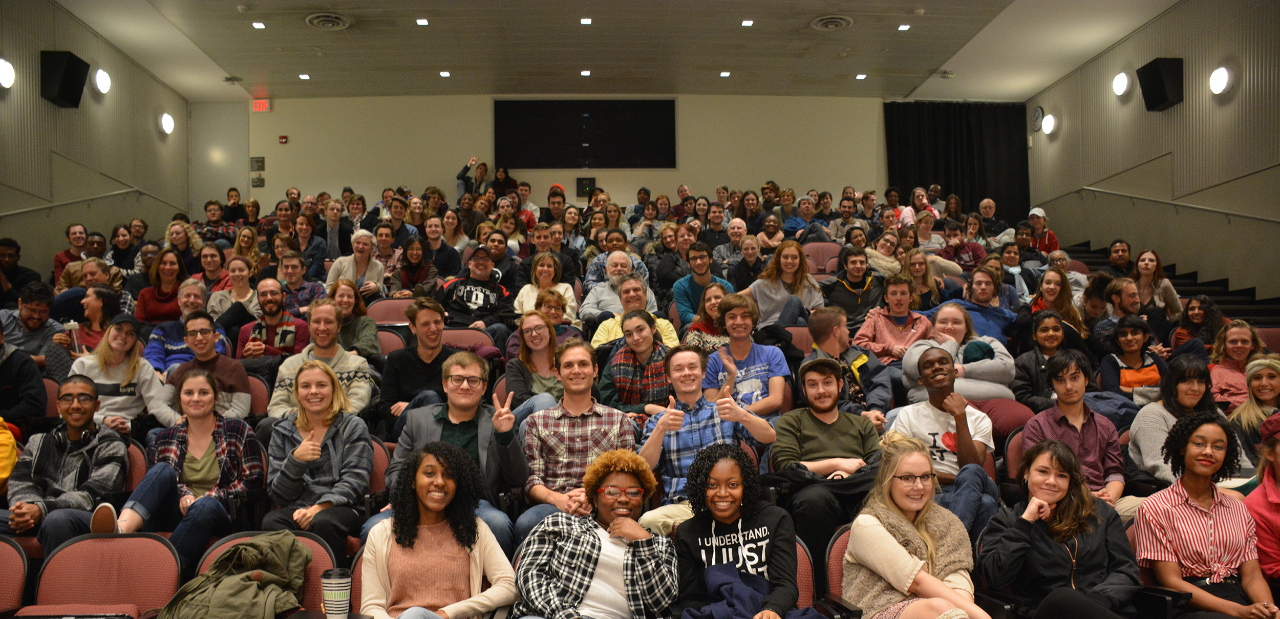 UC students fill UC's MainStreet Cinema for CCM's 48-Hour Film Festival.