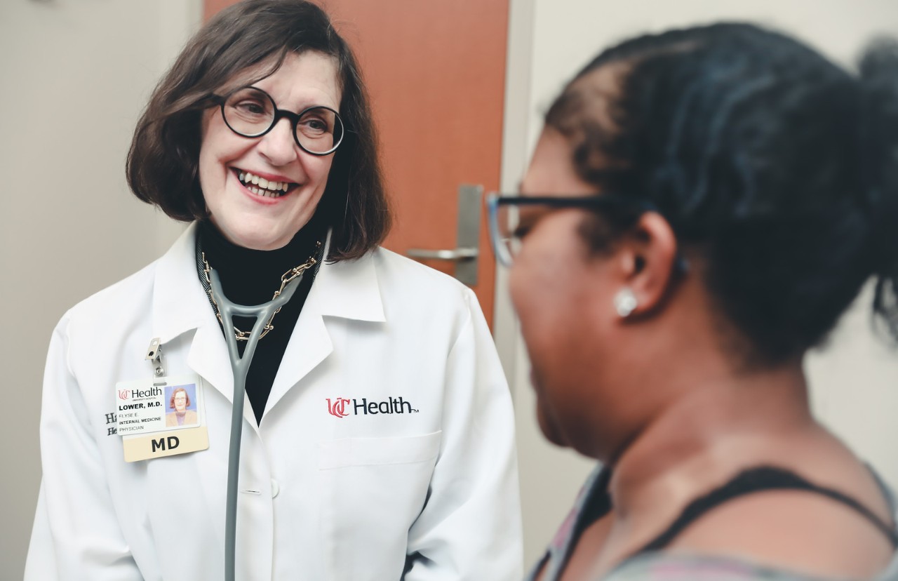 Elyse Lower, MD, with patient