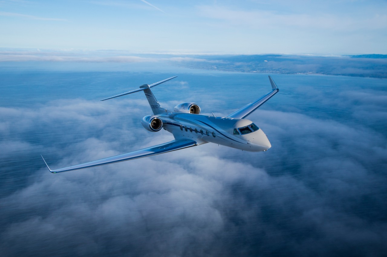 aerial view of G550 airplane.