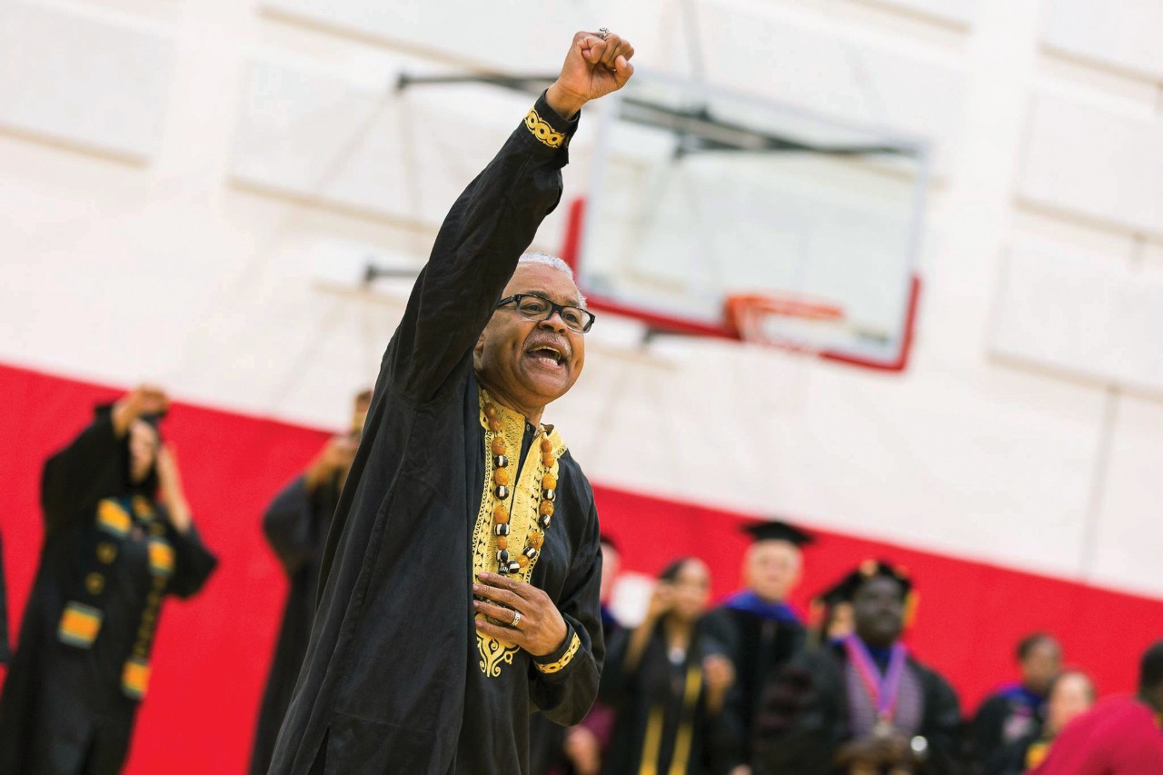 UC's Eric Abercrumbie at the Tyehimba graduation ceremony