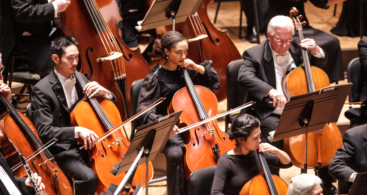 CCM graduate student Anita Graef performs on stage with the Cincinnati Symphony Orchestra