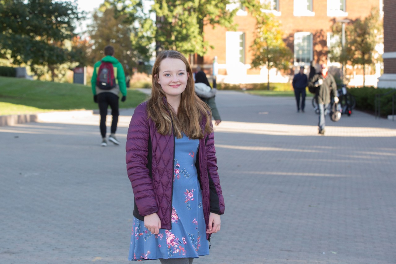 Student Emily Ogle poses on main campus