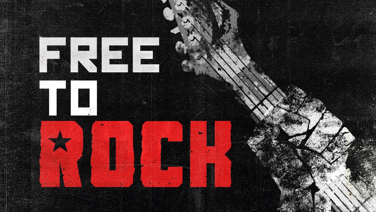 Promotional flyer image for the Free to Rock documentary