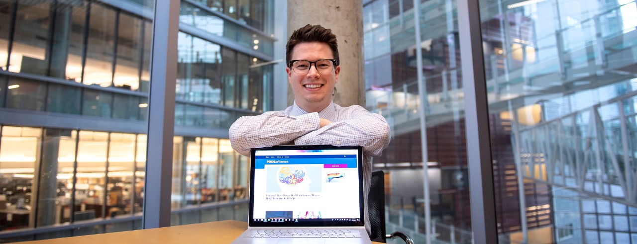 Haidn Foster, a second-year medical student, is shown in the UC College of Medicine.