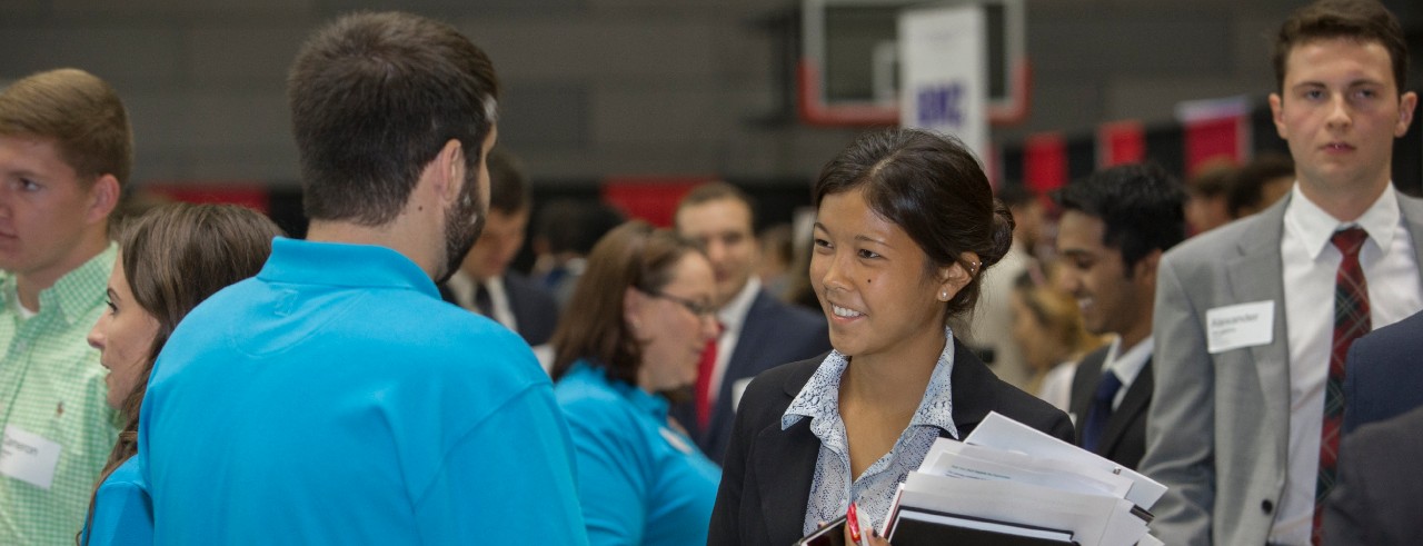UC students meet with employers during Career Fair in Campus Recreation Center