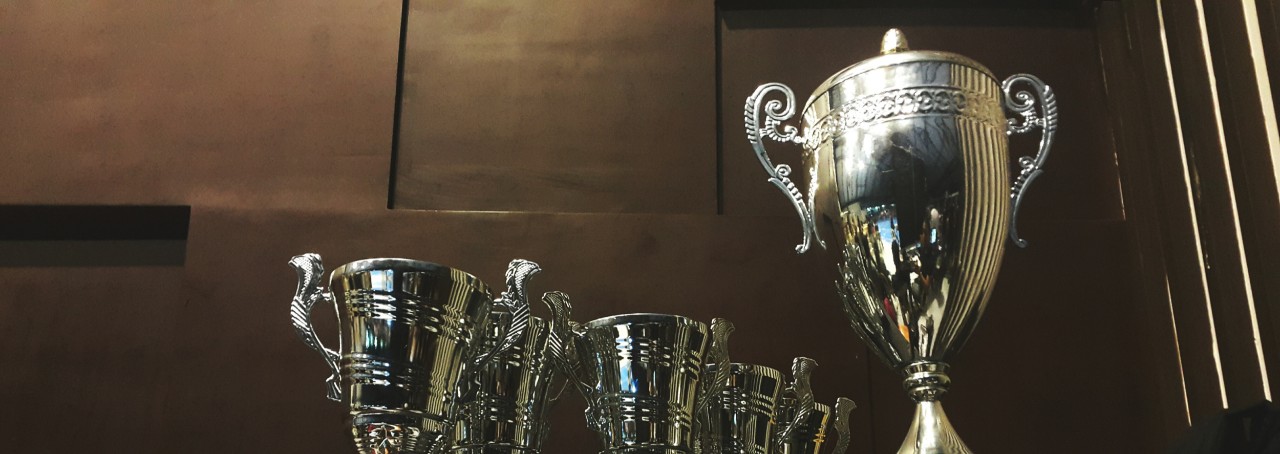 shelf of trophies
