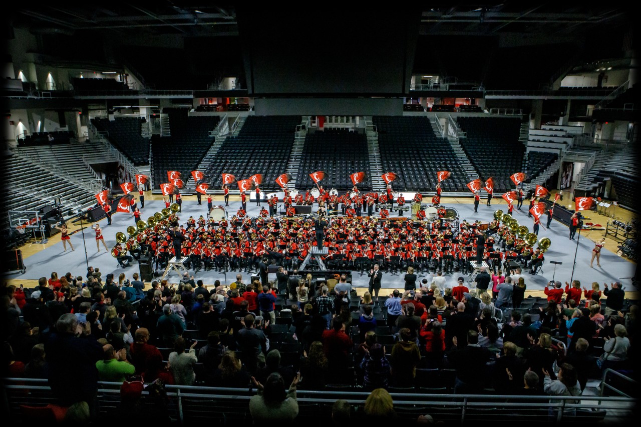 Bearcat Bands performing at Sounds of the Stadium event at Fifth Third Arena 