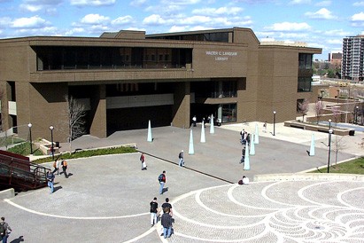 Outdoor shot of Langsam Library