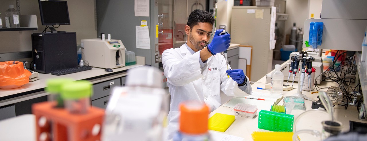 Rahul Sandella shown in a UC College of Medicine laboratory.