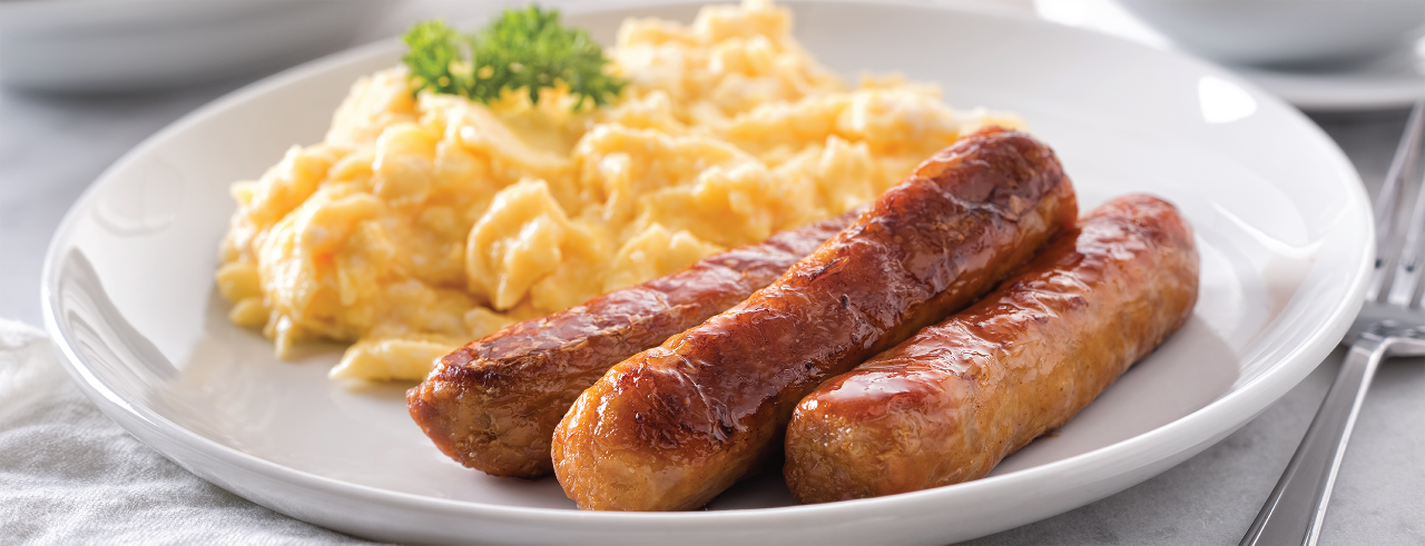 photo of scrambled eggs and sausage 