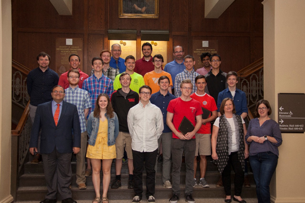 Aerospace Engineering scholarship winners pose with mentors and staff