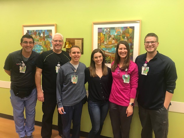 Meagan Barrick with her care team at the Proton Therapy Center 