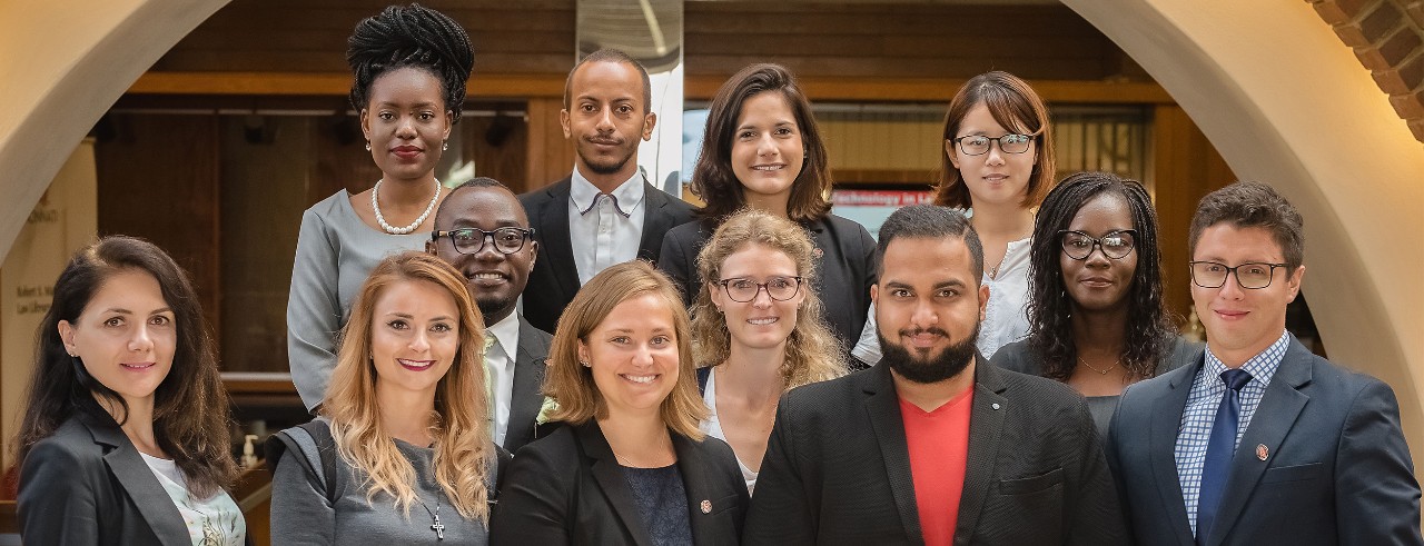 The LLM class of 2019 poses for a group photo in the College of Law.