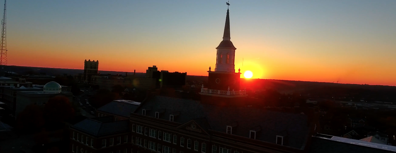 Sunset over UC's McMicken tower