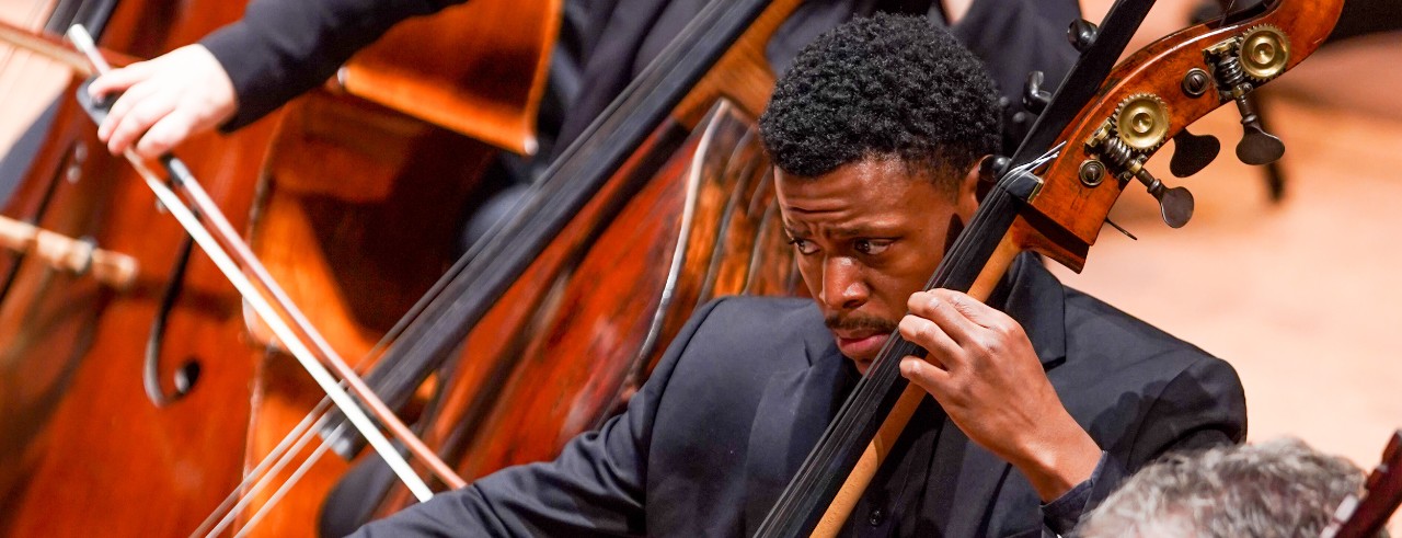 CCM student Ian Saunders performs with the Cincinnati Symphony Orchestra as part of the CCM/CSO Diversity Fellowship program.