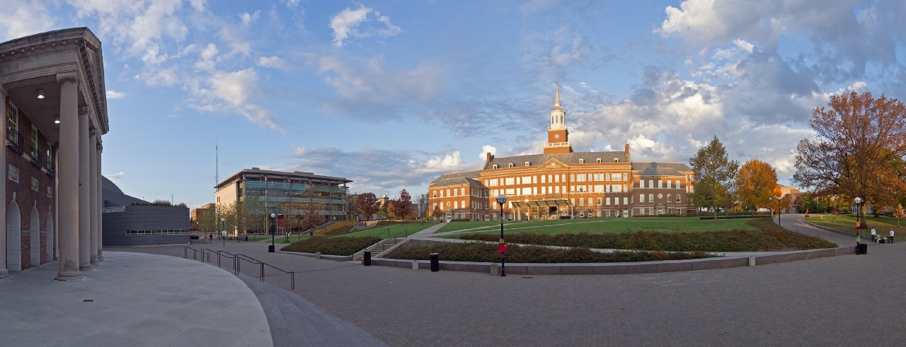A panoramic view of campus and McMicken Hall.