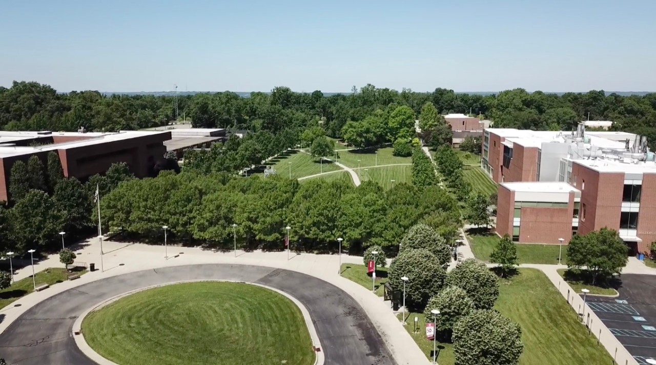 Aerial view of the UC Blue Ash campus. 