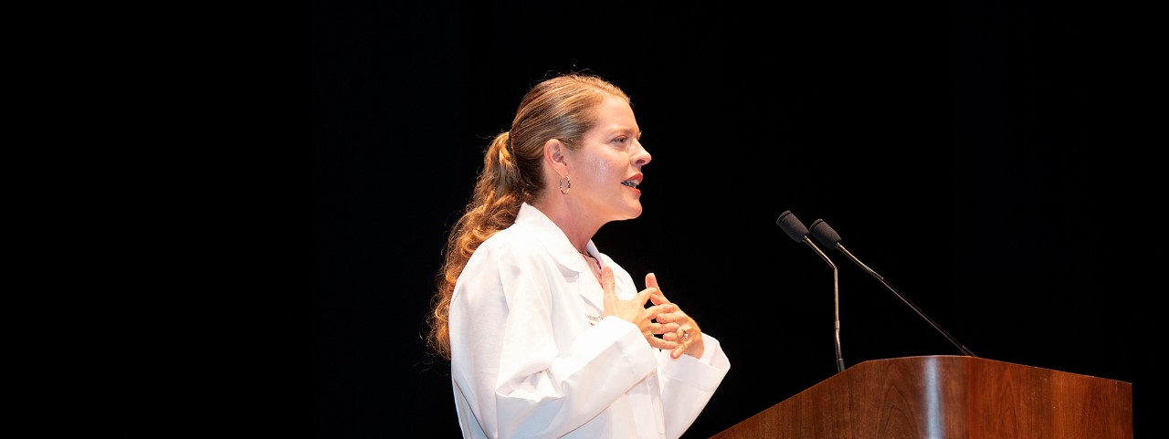Tiffiny Diers, MD, keynotes the 2019 White Coat Ceremony for the UC College of Medicine.