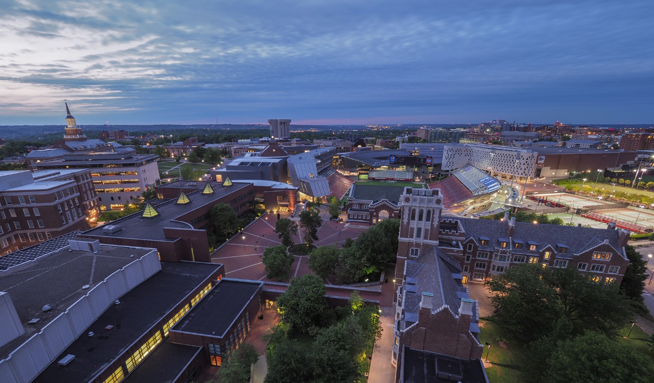 Aerial shot of campus