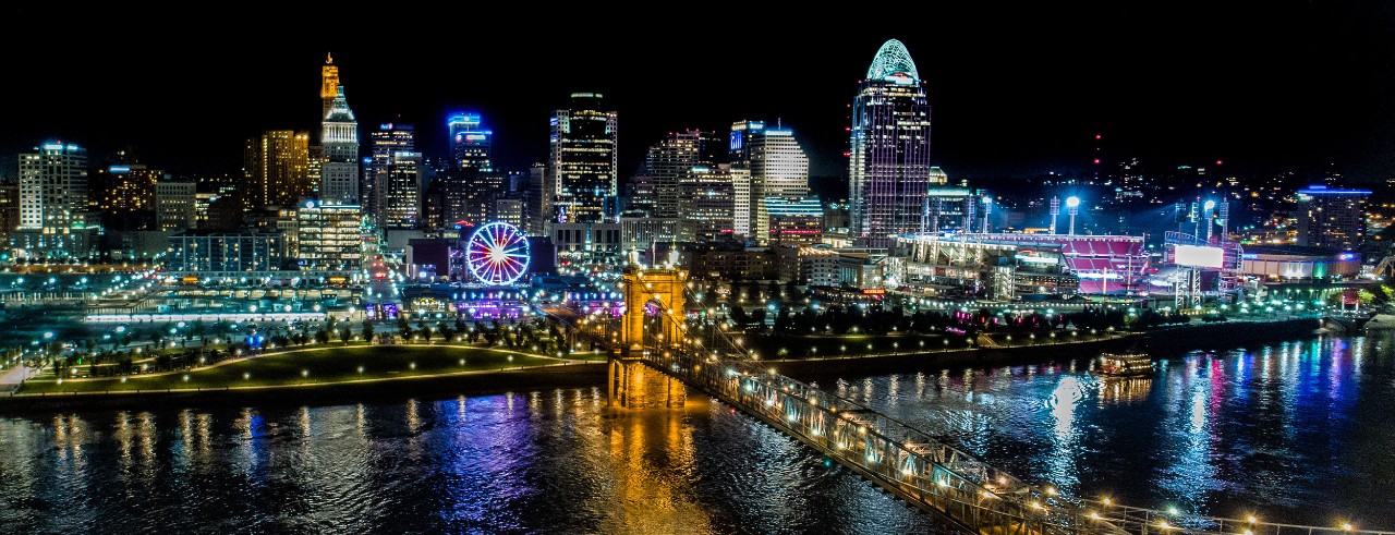 night view of downtown Cincinnati