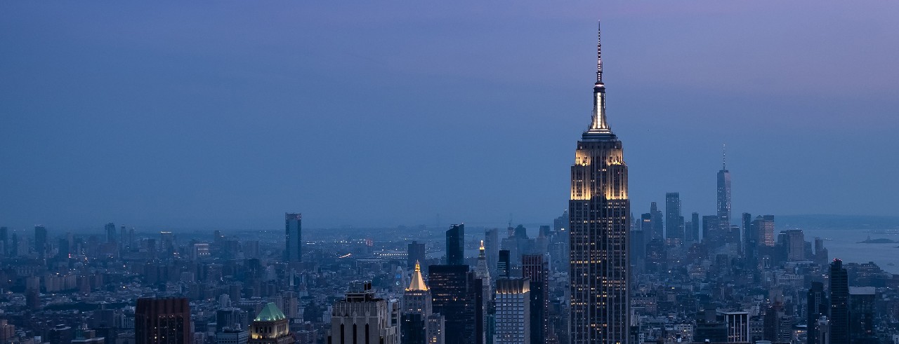 New York City skyline in the evening
