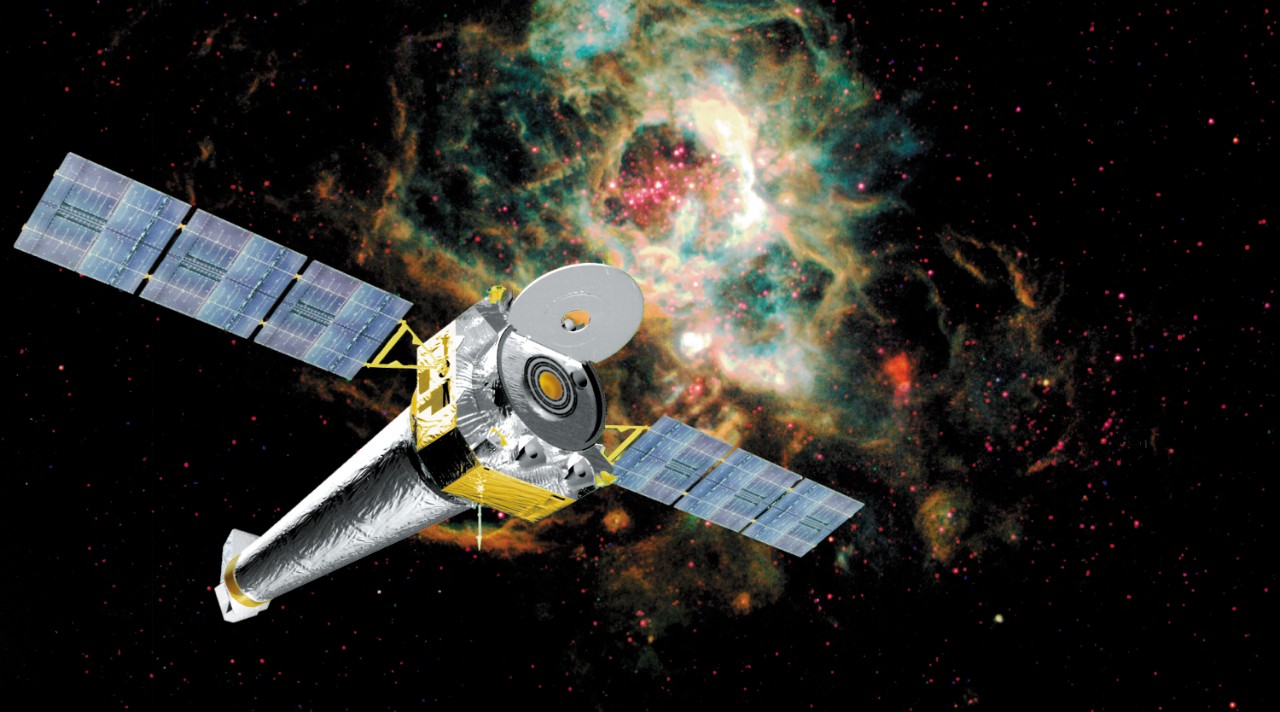 An artist's rendering of NASA's Chandra X-ray telescope.  