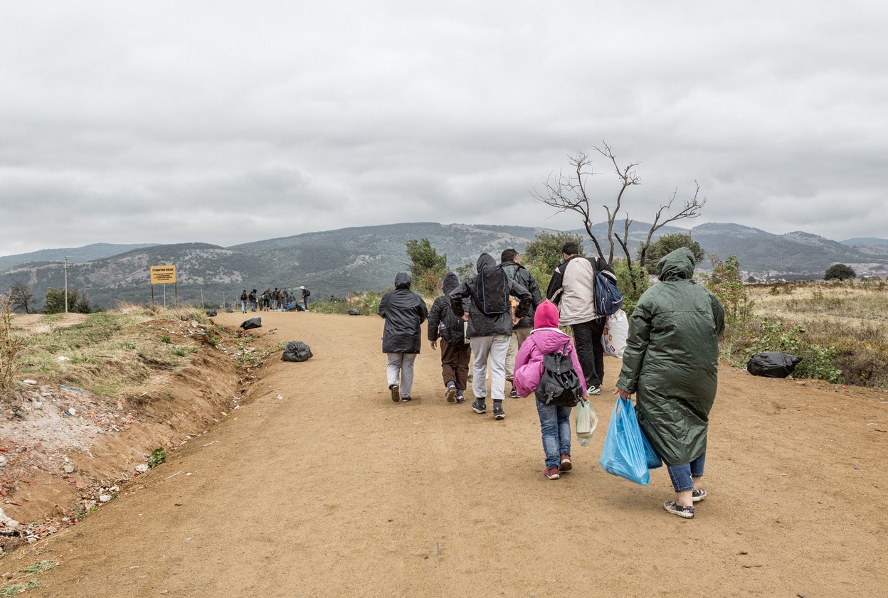 Miratovac, Serbia - September 28, 2015: The entry of immigrants to Serbia at the border crossing Miratovac, Macedonia on the way to the European Union