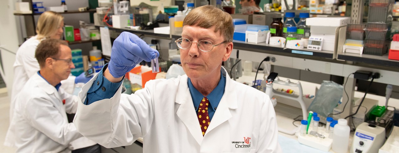 Andrew Norman, PhD, in the lab.