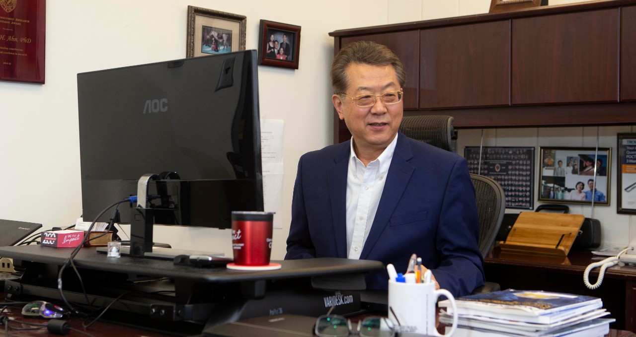 UC engineering professor Chong Ahn in his office.