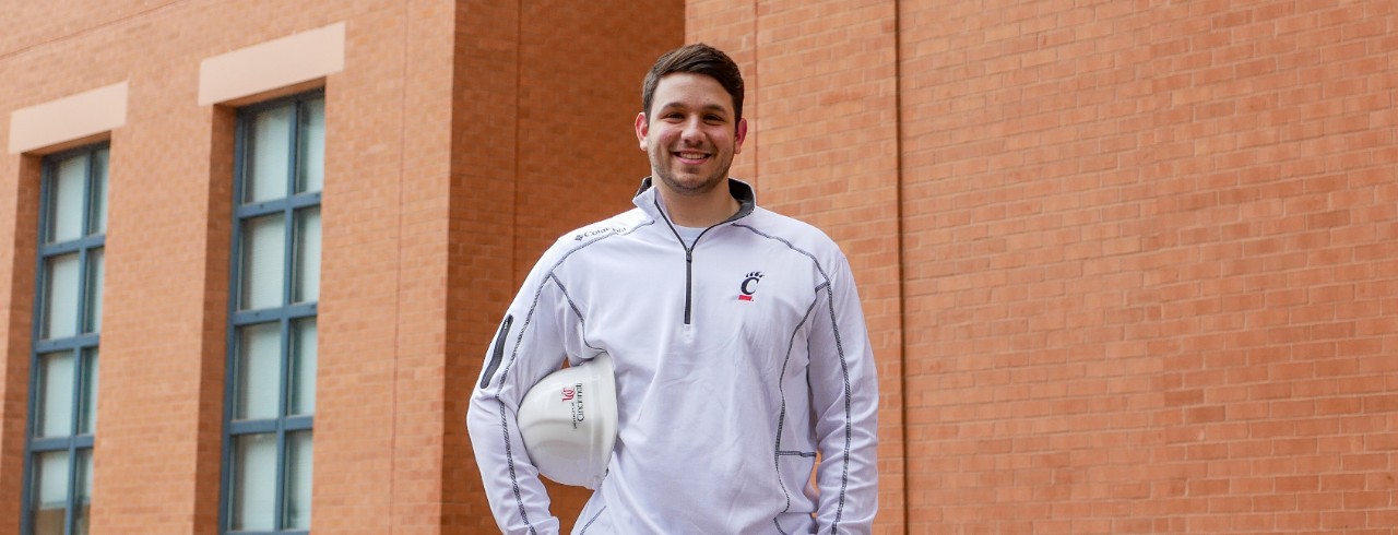 Daniel Stanescu poses with hard hat