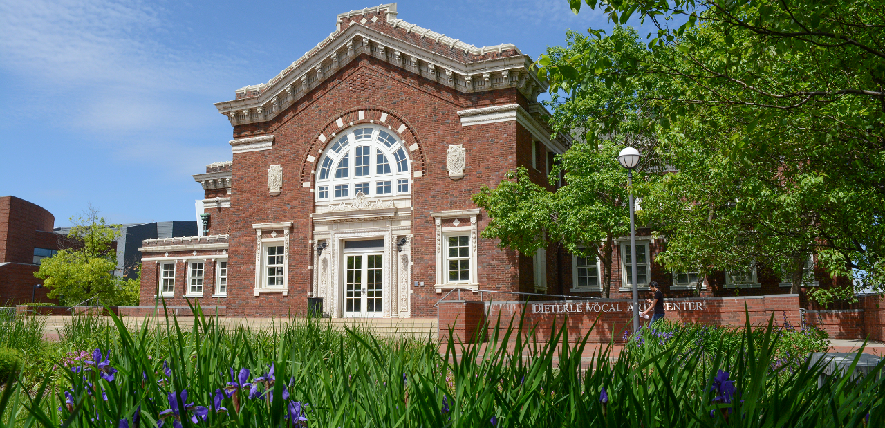 A photograph of the Dieterle Vocal Arts Center in CCM Village.