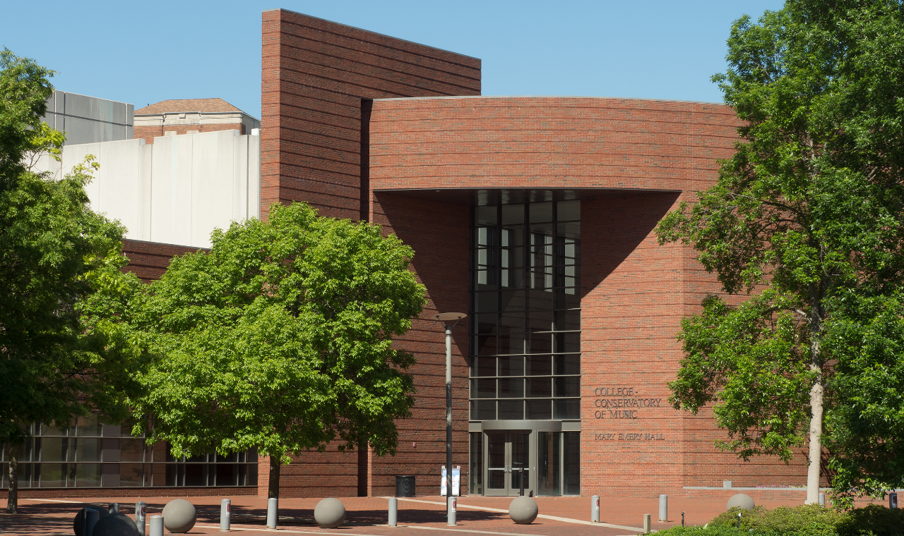 A photo of the entrance to the CCM Atrium on UC's campus. Photo/UC Creative Services.