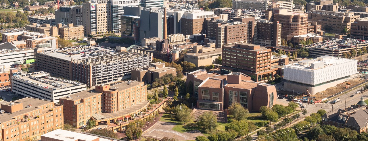 Arial view of UC's medical campus