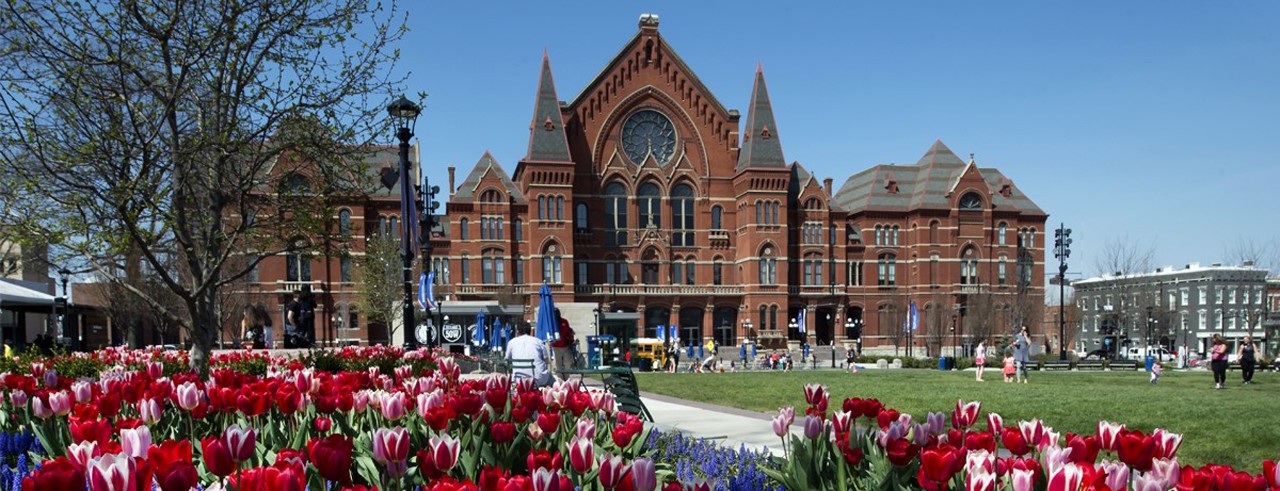 A photograph of Cincinnati Music Hall in spring. Photo/Philip Groshong.
