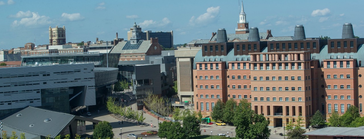 UC's campus from the perspective of the Engineering Research Center.