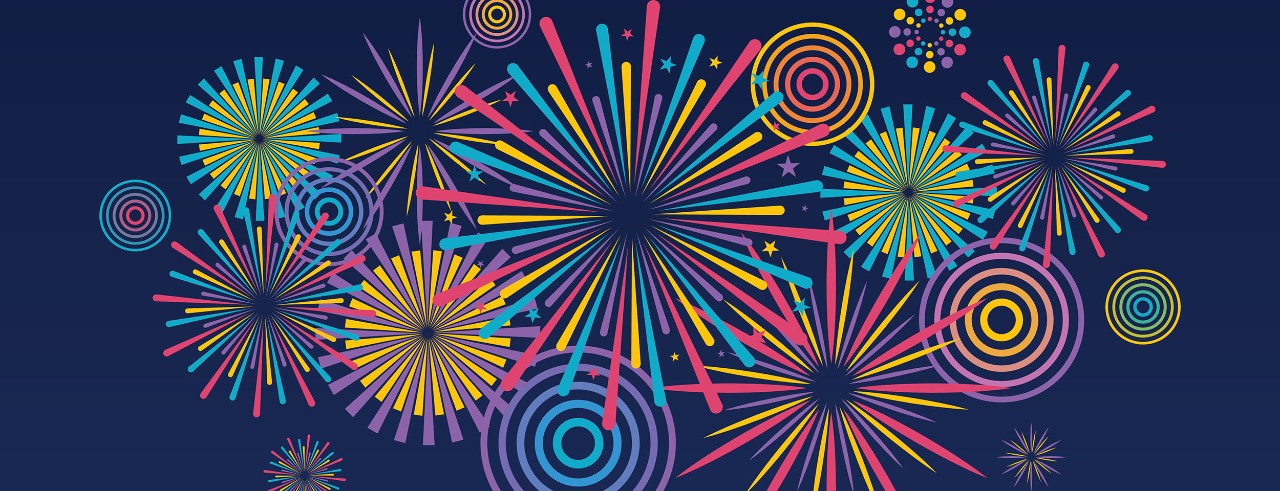 Fireworks patterns vector image, bright colors