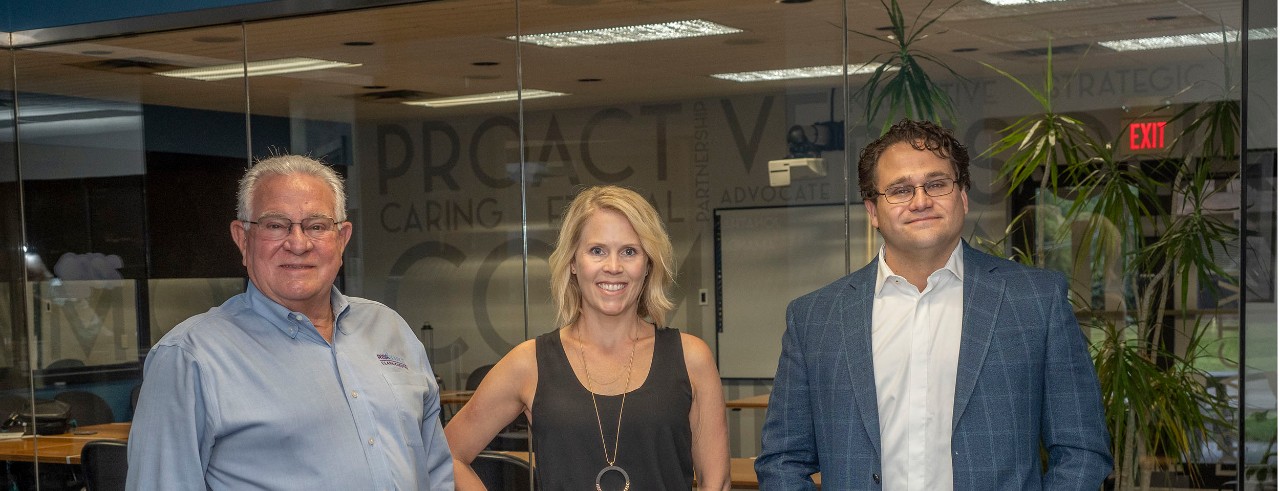 The RiskSOURCE Clark-Theders leadership team, from left: Rick Theders, founder, Amanda Shults, president, and Jonathan Theders, second generation owner and current CEO.