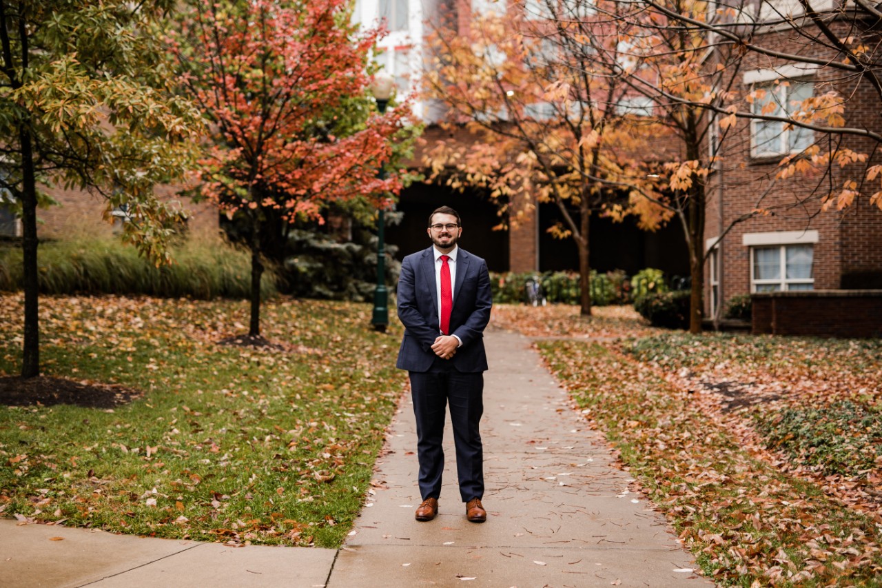 Logan Lindsay standing on campus