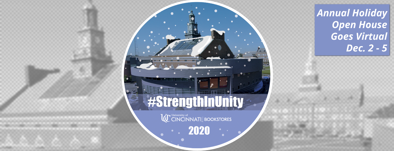 Design for coaster gift with Tangeman University Center and snow with UC Bookstores logo 