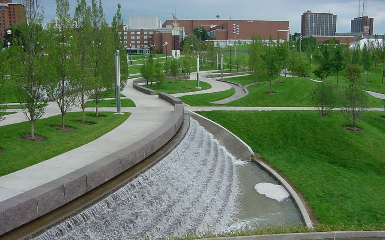 Fountain and greenery