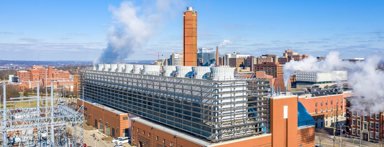 Aerial view of UC's Central Utility Plant