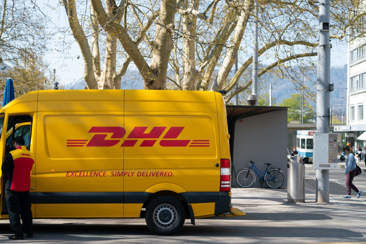A DHL delivery van