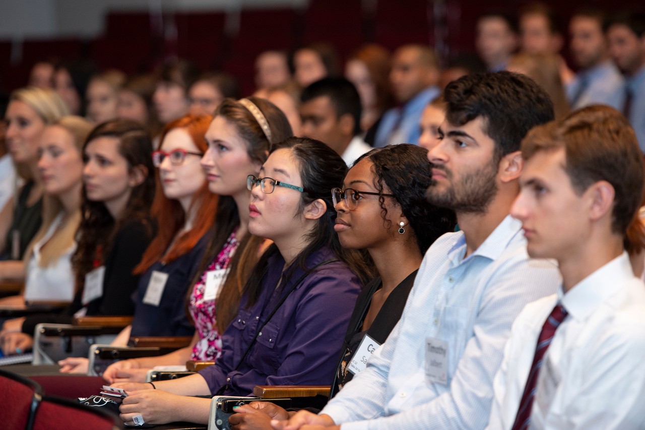 Medical students at orientation at UC in 2017.