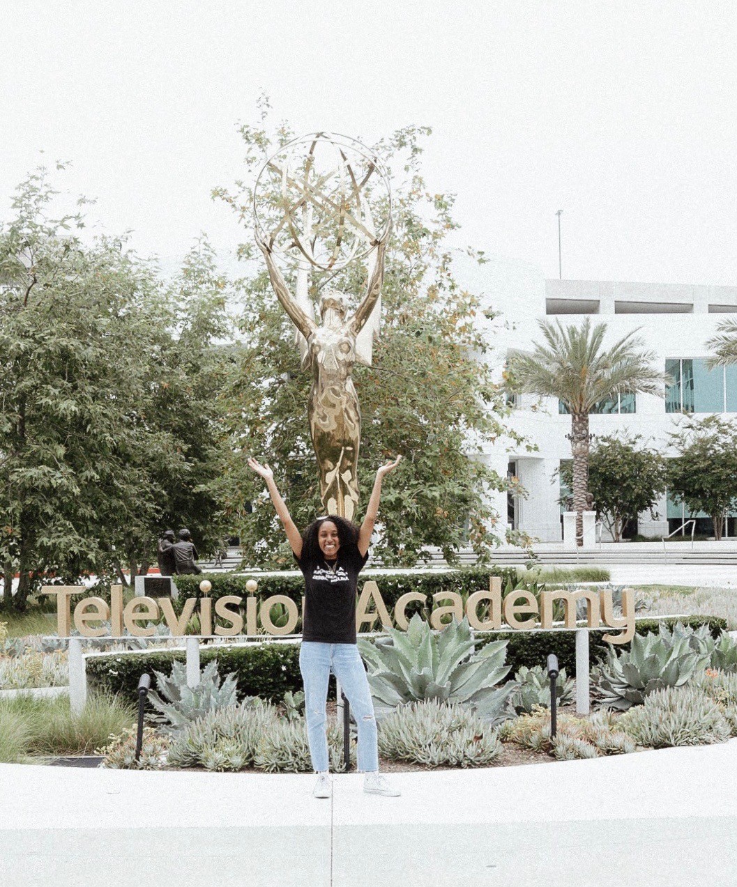 Digital Media Collaborative student Callie Tucker outside the Television Academy Foundation during here internship.